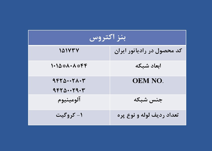تصویر  رادیاتور کامیون بنز اکتروس