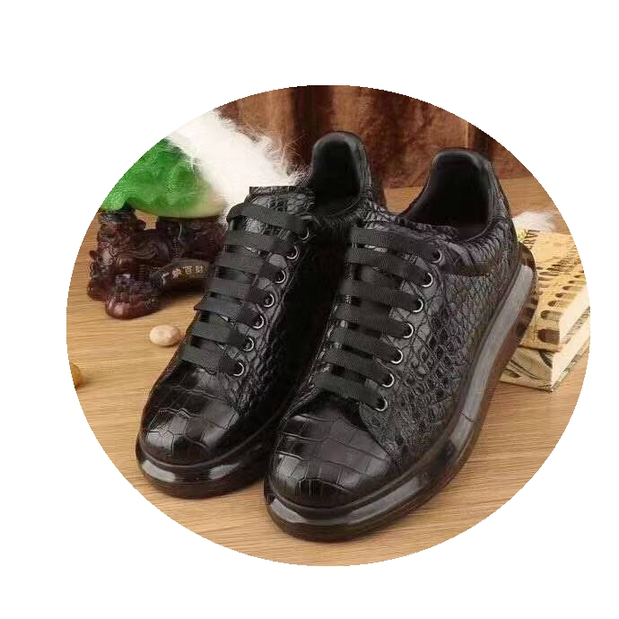 Picture of Men's Shoes New Fashion Casual Shoes Summer Breathable Top Layer Leather Crocodile Leather Shoes Air Cushion Sneakers
