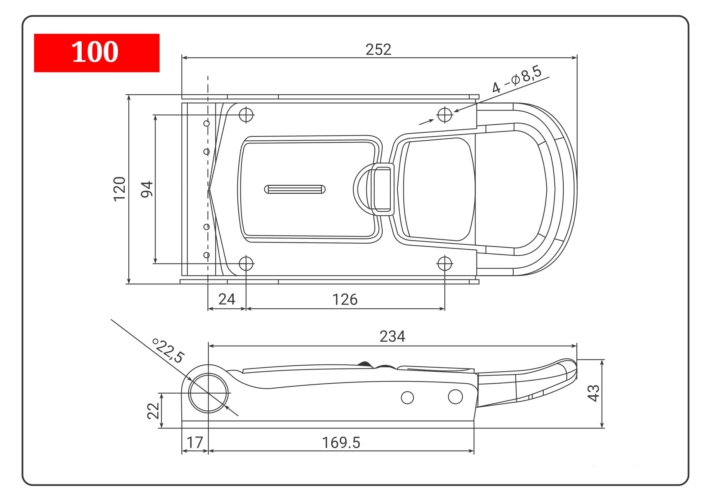 تصویر  قفل درب سردخانه مدل 100