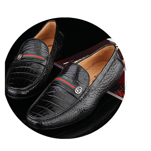 Picture of Crocodile Leather Shoes Men's Lazy Belly Beanie Shoes a Pedal Leather Men's Business Casual Shoes Low-Top High-End