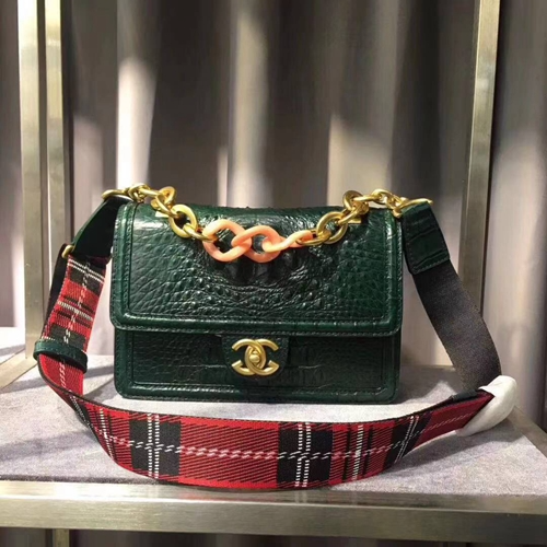 Picture of Thailand Imported Real Crocodile Leather Women's Bag Chain Bag Shoulder Bag Small Fragrance Messenger Bag Underarm Leather Bag Webbing