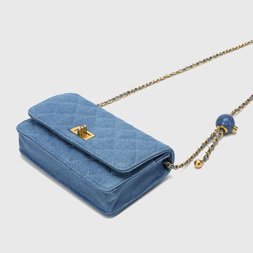 Picture of High-quality rhombus chain bag fashion denim small fragrance style messenger shoulder bag