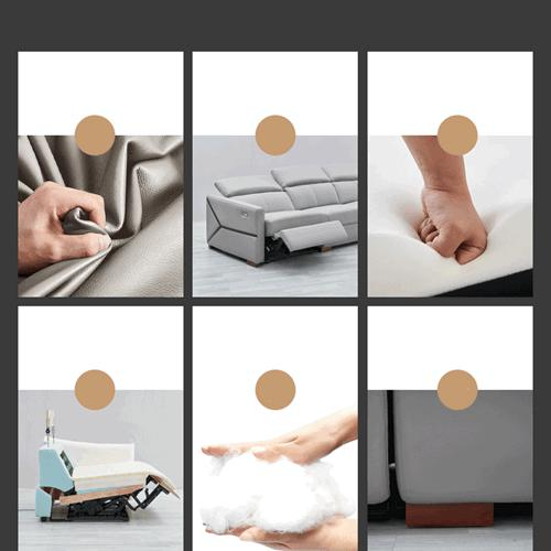 تصویر  أریکة جلدیة حدیثة الحد الأدنى غرفة المعیشة على شکل حرف L کرسی طویل الزاویة طبقة علویة من جلد البقر سطح الاتصال أریکة وظیفیة