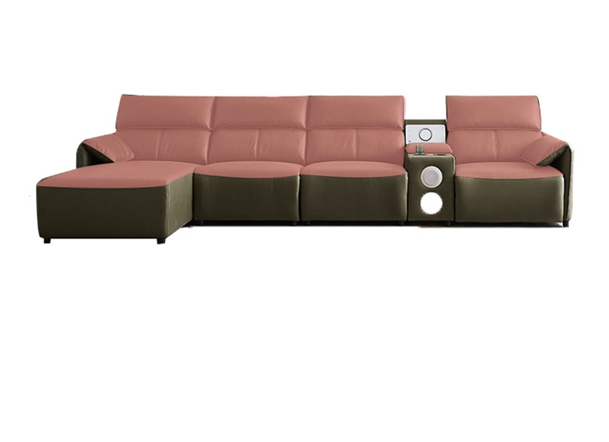 تصویر  الطبقة الأولى من جلد البقر ثلاثة مقاعد وظیفیة أریکة خضراء داکنة لغرفة المعیشة أثاث جلدی فنی مجموعة أریکة کهربائیة