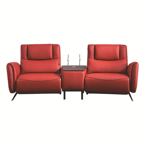 تصویر  أریکة جلدیة بوظیفة فنیة تحمل طاولة قهوة متعددة الوظائف مصباح قراءة إیطالی بسیط أریکة سینما زاویة تعدیل ذکی