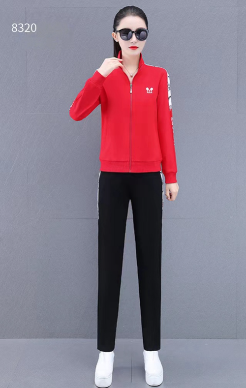 Picture of Sports Suit Women's Spring And Autumn Women's Casual Suit Stand-Up Collar Sweater Women's Running Two-Piece Set