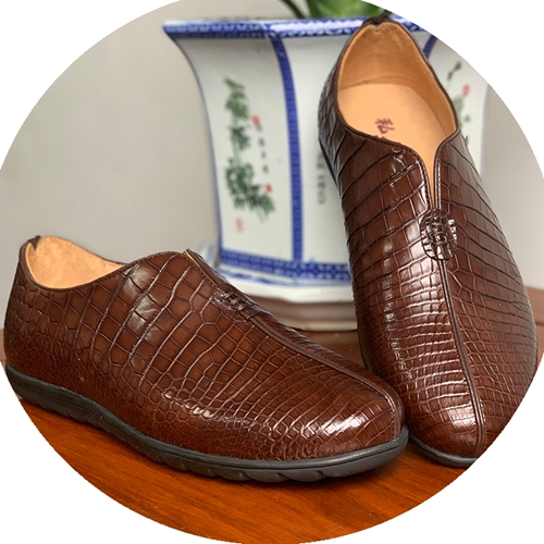 Picture of Crocodile Leather Shoes Men's Autumn Tide Shoes Fashion All-Match Wear-Resistant Leather Slip-On Casual Shoes Over-The-Foot Shoes Single Shoes