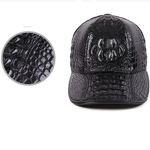 Picture of Leather Hats Men's Trendy Peaked Caps Autumn And Winter Crocodile Leather Outdoor Shade Fashion Baseball Caps Travel Sun Protection Caps