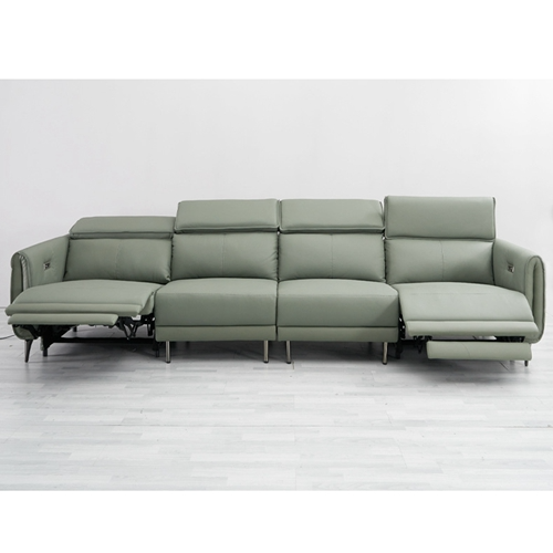 Picture of New Straight-Row Three-Seat Leather Sofa Villa Living Room Large-Sized Italian Minimalist Style Functional Sofa Combination