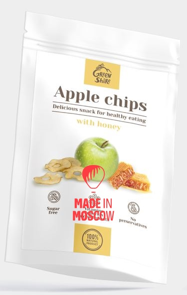 Picture of APPLE CHIPS with different tastes - sweet and sour, honey, cinnamon