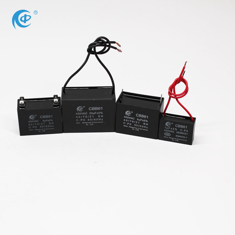 تصویر  AC Ceilling Fan Capacitors CBB61 with Wires or Tab
