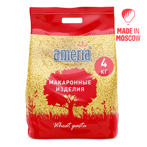 تصویر  پاستا Horns Chifferi lisci برند Ameria، شماره 057، 4 کیلوگرمی