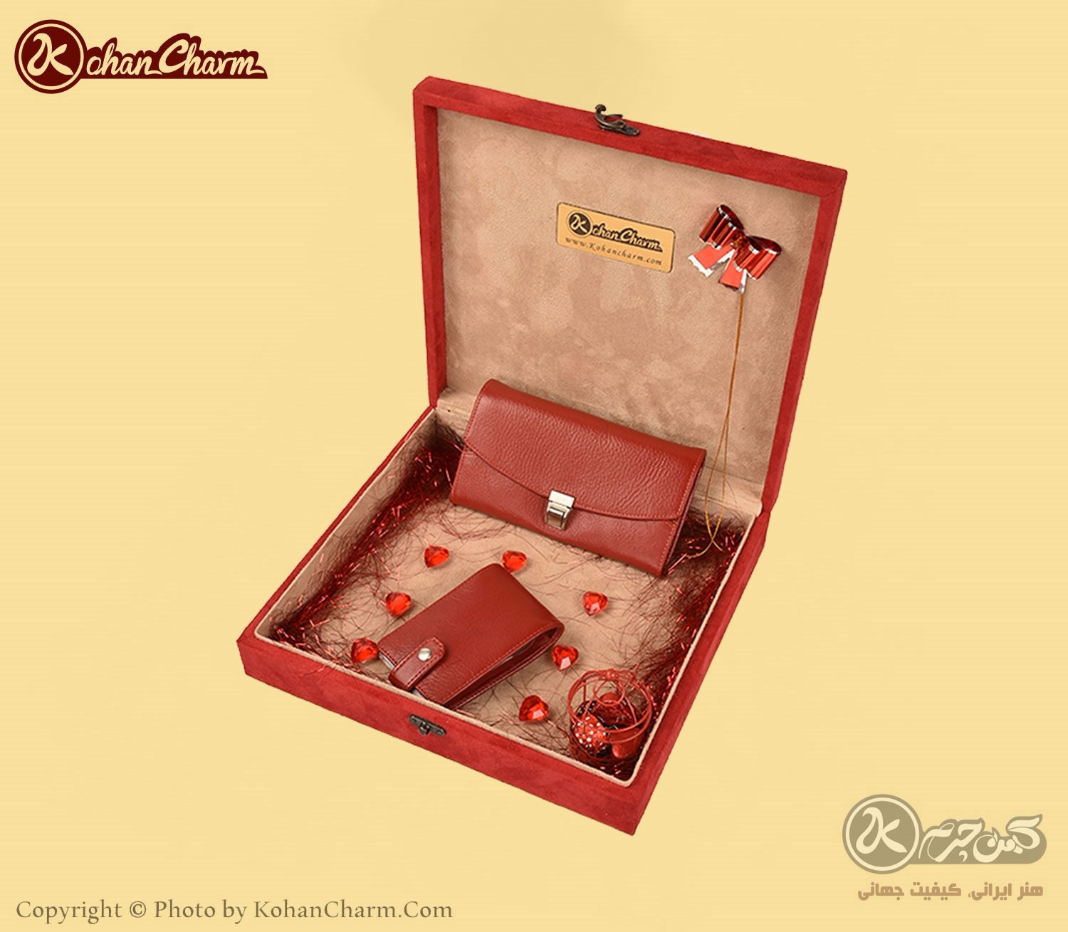 تصویر  ست هدیه زنانه و دخترانه کهن چرم مدل MK122-2