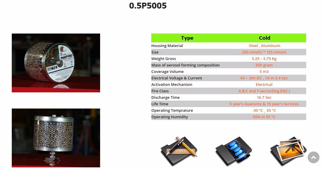 تصویر  اطفاء حریق ایروسل 500 گرمی مدل 0.5p5005